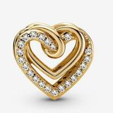 Pandora Gold Sparkling Entwined Hearts Charm Photo 0