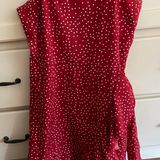 Princess Polly Red Polkadot Mini Wrap Dress Photo 0