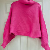 ZARA Vibrant Pink Ribbed Turtleneck Sweater Size M Photo 0