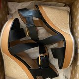 Call it spring Black Strappy Cork Wedges Photo 0