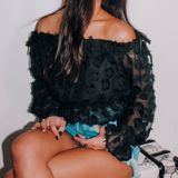 Crescent Sheer Sleeve Top Photo 0