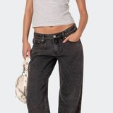 Edikted  Black Denim Jeans Low-Rise Photo 0