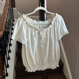 Madewell White Short Sleeve Peasant Blouse Photo 0