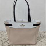 Kate Spade  Staci Colorblock Saffiano Leather Laptop Tote Bag Beige Black White Photo 0