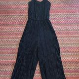 BLACK CRINKLE ONE PIECE JUMPSUIT WIDE LEG Photo 0