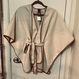 Vince Camuto Cream Felt Belted Ruana Poncho Cape OS One Size Photo 0