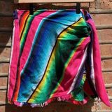 Judith March Anthropologie  Mini Wrap Skirt Medium Multi Color Side Sash NWOT Photo 0