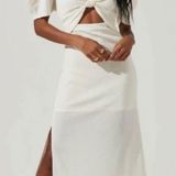 ASTR The Label White Dress Midi Puff Sleeve XS Photo 0