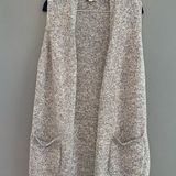 Loft  Longline Blue Heathered Open Sweater Vest Photo 0