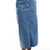 Vans Blue Denim Midi Ankle Skirt Grunge Streetwear Y2K Skater Goth Punk Preppy Photo 0