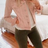 Ann Taylor LOFT NWT Pink Distressed Denim Jacket Photo 0