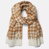 Timberland NWT Scarf Winter Tan Camel & Cream / White Buffalo Plaid OS Knit Photo 0