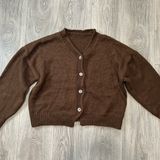 Women’s Brown Knit Cardigan Sweater Size Large Photo 0