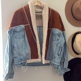 BLANK NYC COPY - denim,brown suede and Sherpa jacket Photo 0