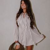 These Three Boutique  Romper Hadleigh Ruffles Romper Dress - Stone Photo 0