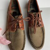 Hush Puppies Brown/Green Leather Moccasins Size 7 Photo 0