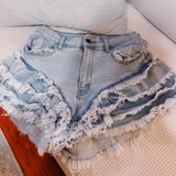 Vibrant .I.U Distressed Denim Shorts Photo 0