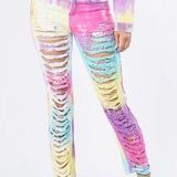 American Bazi Tie Dye Distressed Jeans Photo 0