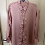 Missguided Pink  Oversized Satin Button Up Photo 0