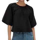 Everlane  Organic Cotton The Seersucker Gathered Tee Black Size M Photo 0