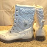 U.S. Polo Assn. Womens Winter Snow Boots Size 8.5M Quilted Laces Faux Fur White Photo 0