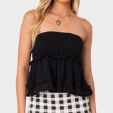 Edikted Tiered Strapless Top Black M Photo 0