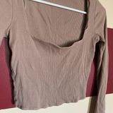 ZARA Long Sleeve Square Neck Crop Top Photo 0