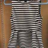 Attention Black And White Striped Peplum Top Photo 0