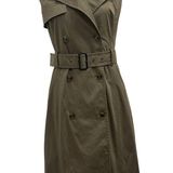 Karen Millen Khaki Green Belted Sleeveless Trench Dress Career Utility Heritage Photo 0