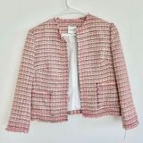Walter Baker Walter Pink Plaid Tweed Cropped Blazer Photo 0
