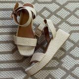 ASOS DESIGN Tatiana flatform sandals in natural rattan square toe size 8 Photo 0