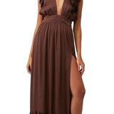 Stillwater What If Maxi in Chocolate Large Womens Long Dress Photo 0