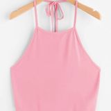 Active USA Pink Ribbed Halter Top Photo 0