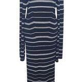 J.Crew  Black Stripe Ribbed Knit Sweater Bodycon Midi Dress Size Medium Photo 0