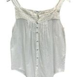 Club Monaco Crochet Top White XS Tank Top Sleeveless Button Front Wide Strap Photo 0