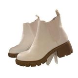 Steve Madden White Platform Chelsea Boots With Brown Lug Sole Womens Size 8.5 Le Photo 0