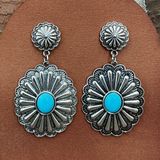 Concho Drop Earrings with Faux Turquoise Silver Photo 0