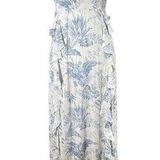 Chaser NEW Size S Blue Cream Vintage Floral Botanical Print Maxi Dress TINY FLAW Photo 0