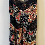 Free People Intimately Black Lace Mini Slip Dress Pink Floral Print Small Photo 0