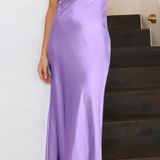 Satin Backless Maxi Dress Purple Photo 0