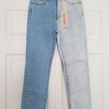 Driftwood  High-Rise Straight Leg Cropped Color-block Jeans Women's Size 29 Photo 0
