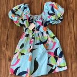 A New Day Women's Puff Short Sleeve Dress - Blue Floral XS Photo 0