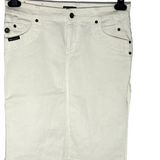 D&G  Dolce & Gabbana Size 26 White Denim Skirt Y2K Flap Pockets Edgy Side Slit Photo 0