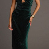 12th Tribe Jones Emerald Velvet Maxi Dress Size S Photo 0