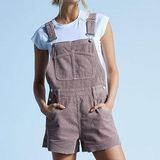 PacSun NWOT Light Pink Corduroy Overall Shorts Photo 0