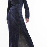 Topshop maxi in indigo size 4 Long Sleeve Raw Hem Stretch Denim Shirtdress Photo 0