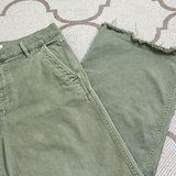 Loft  Sage Green Wide Leg Crop Frayed hems denim, size 12 Photo 0
