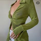 Et Clet Slinky Split Hem Collar Top Photo 0