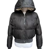 Jennifer Lopez JLO by Cropped Hooded Puffer Jacket Black Size Medium Photo 0
