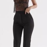 House Of CB Tansy Black Satin Trousers Photo 0
